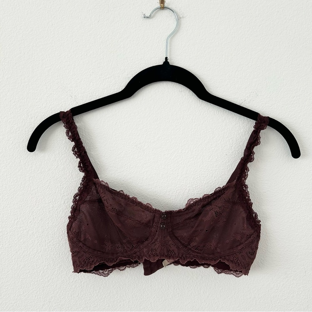 Aerie Dark Red Brown Sheer Lace Bra
